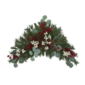 28 in. Eucalyptus and Pine Artificial Swag with Berries and Pine Cones