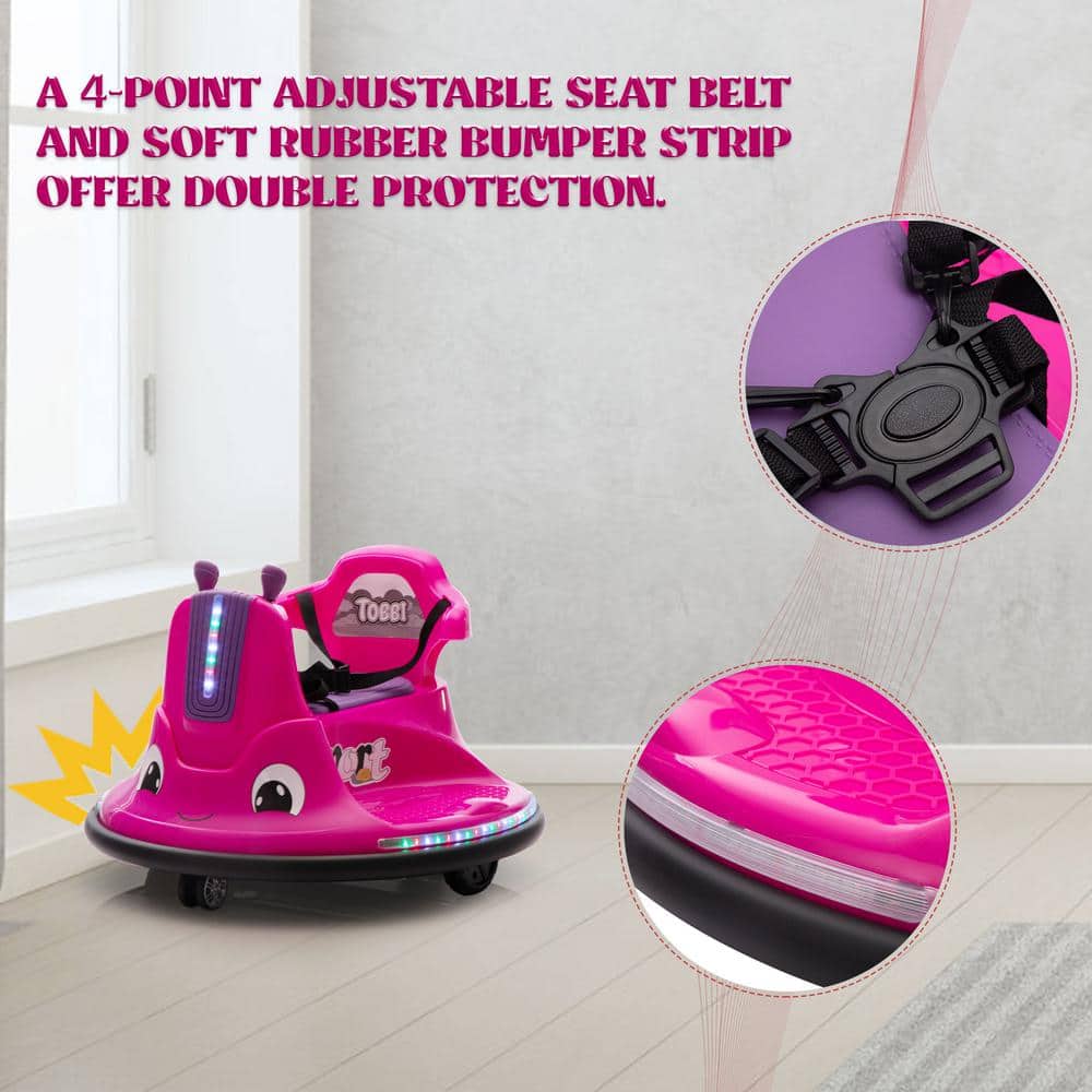 12V Pink Kids Electric Bumper Car with LED Lights