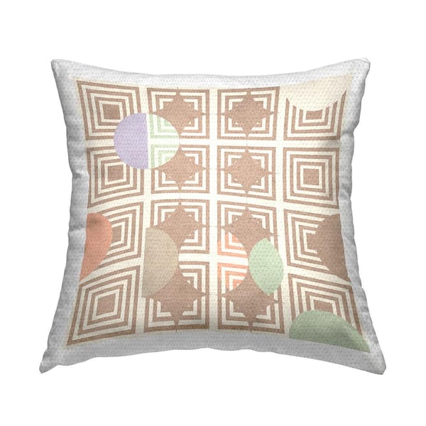 Stupell Industries Modern Beige Geometric Shapes Overlapping Squares Diamond Tan Square Outdoor Throw Pillow