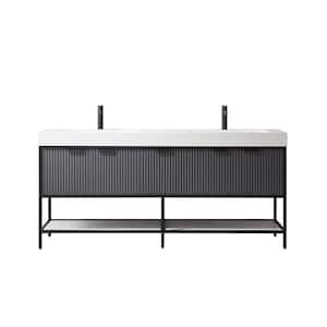 Marcilla 72 in. W x 20 in. D x 34 in. H Double Sink Bath Vanity in Grey with White Integral Sink Top