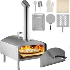 Pizza Oven 12 in. Stainless Steel Portable Charcoal Fired Pizza Maker 932℉ Max Temperature Outdoor Pizza Oven, Silver