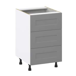 Bristol Painted Slate Gray Shaker Assembled Base Kitchen Cabinet with 3 Even Drawers (21 in. W X 34.5 in. H X 24 in. D)