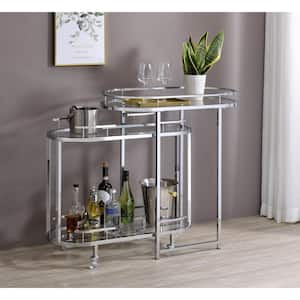 Bristaw Chrome and Clear Serving Cart with Caster