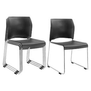 Charcoal Slate Polypropylene Plastic Stack Chair (4-Pack)