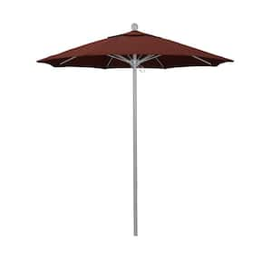 7.5 ft. Grey Woodgrain Aluminum Commercial Market Patio Umbrella Fiberglass Ribs and Push Lift in Henna Sunbrella