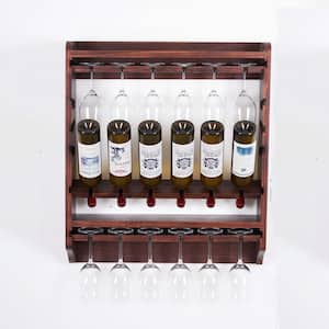 18 Bottle Wall Mounted Solid Wood Wine Rack for Living Room, Kitchen, Walnut