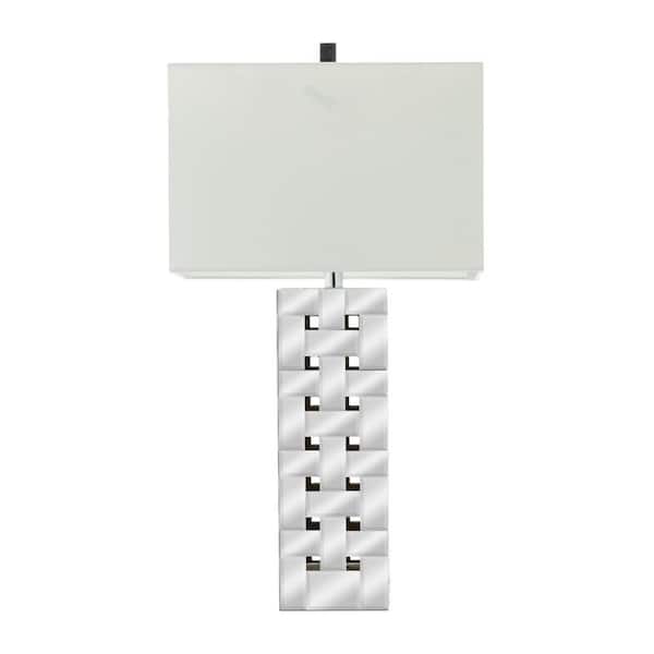 Litton Lane 29 in. Silver Glass Geometric Open Frame Task and Reading Table Lamp (Set of 2)