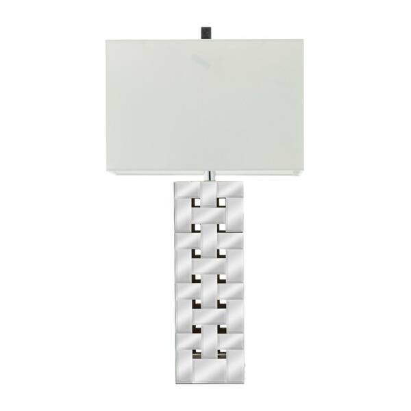 Litton Lane 29 in. Silver Glass Geometric Open Frame Task and Reading Table Lamp (Set of 2)