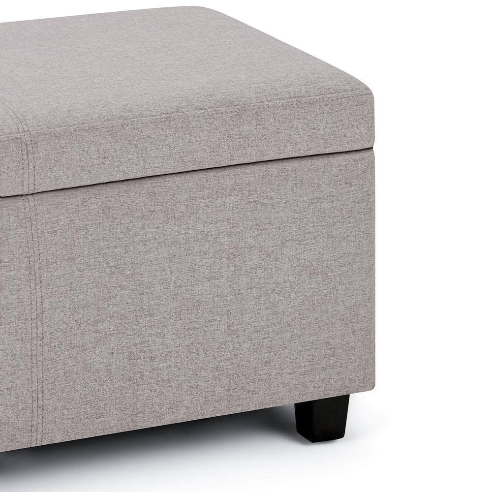 Contemporary Cloud Grey Linen-Look Storage Ottoman Bench, 48"