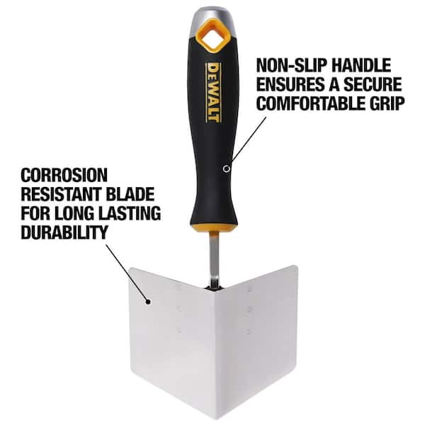 DEWALT 4 in. x 3.5 in. Inside Corner Trowel with Soft Grip Handle