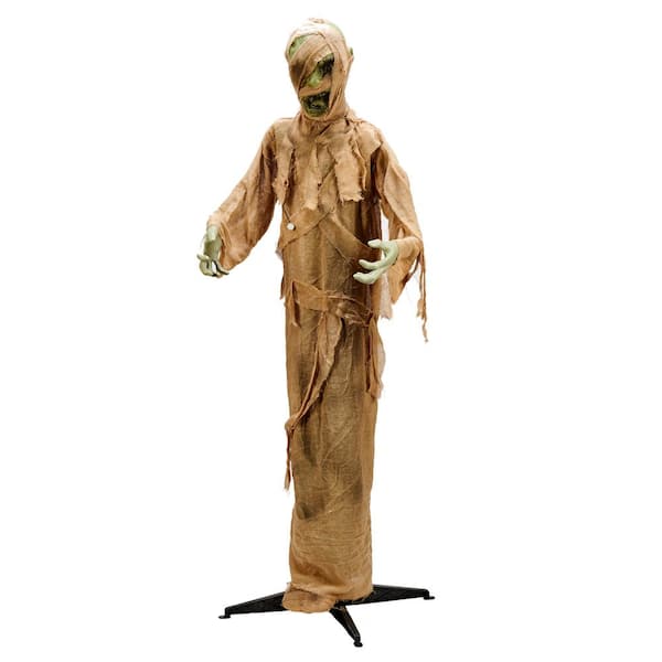 63 in. Standing Animated Halloween Prop Shaking Mummy 4381 - The Home Depot
