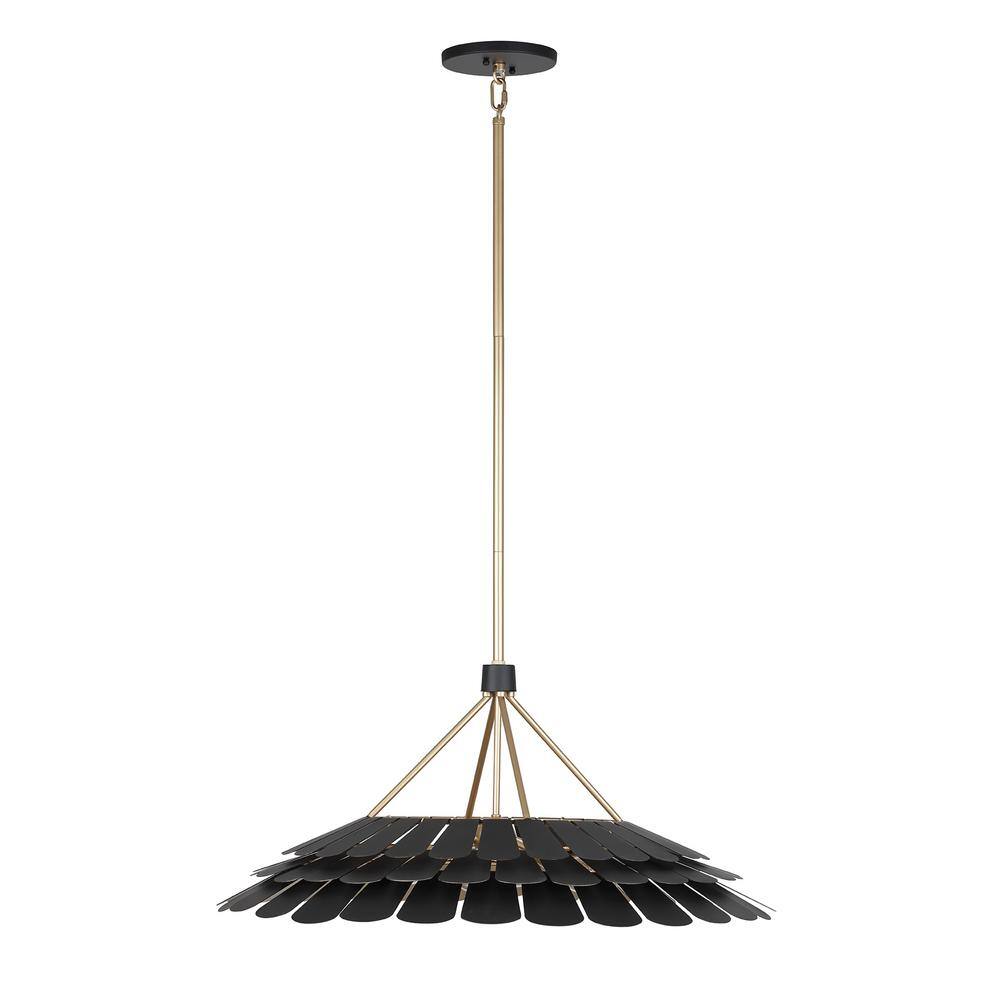 Midnight Black and Gold 6-Light Metal Dome Pendant