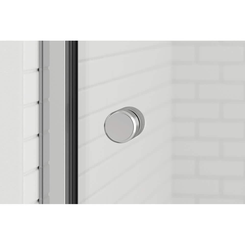 Rotolo 48" Chrome Semi-Frameless Sliding Shower Door with Clear Glass