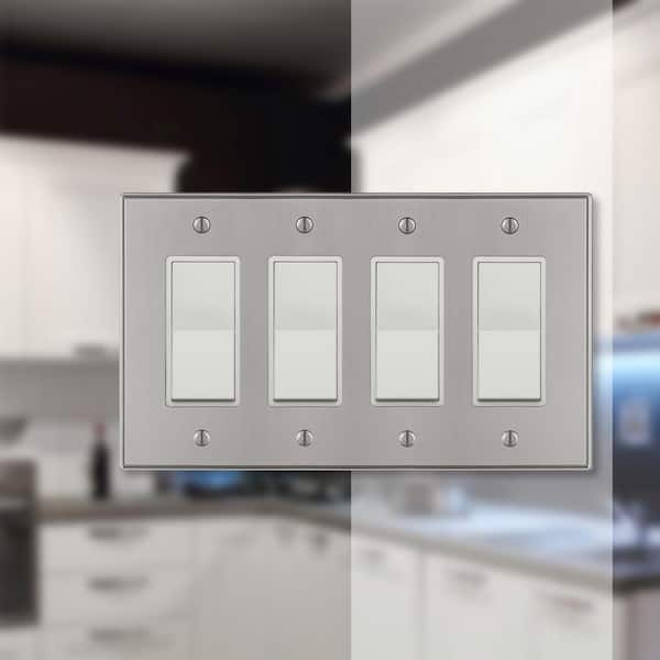 Ansley 4 Gang Rocker Metal Wall Plate - Brushed Nickel