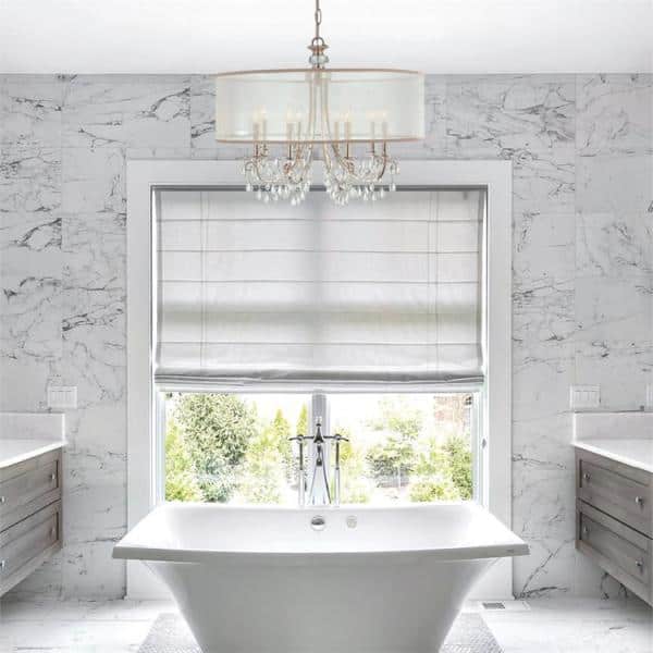 Hampton 8-Light Polished Chrome Chandelier with Silk Drum Shade