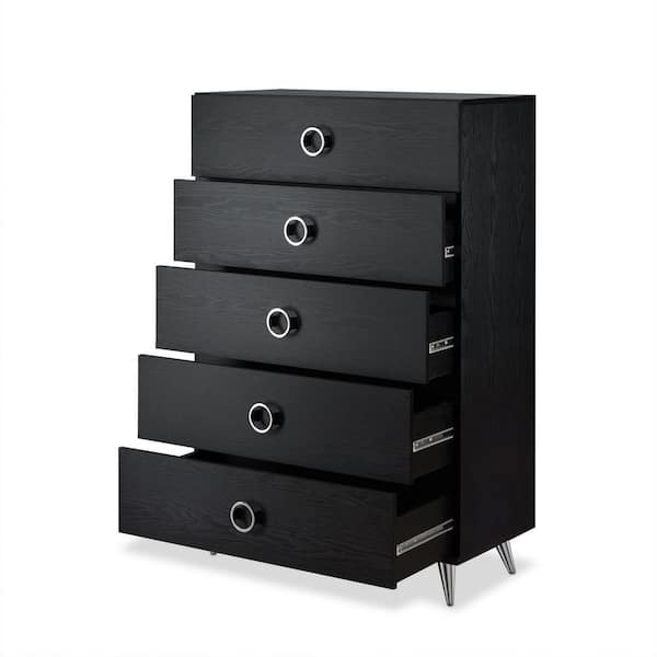 Donason Black 5-Drawer Chest of-Drawers (32 in. W x 47 in. H x 17 in. D)