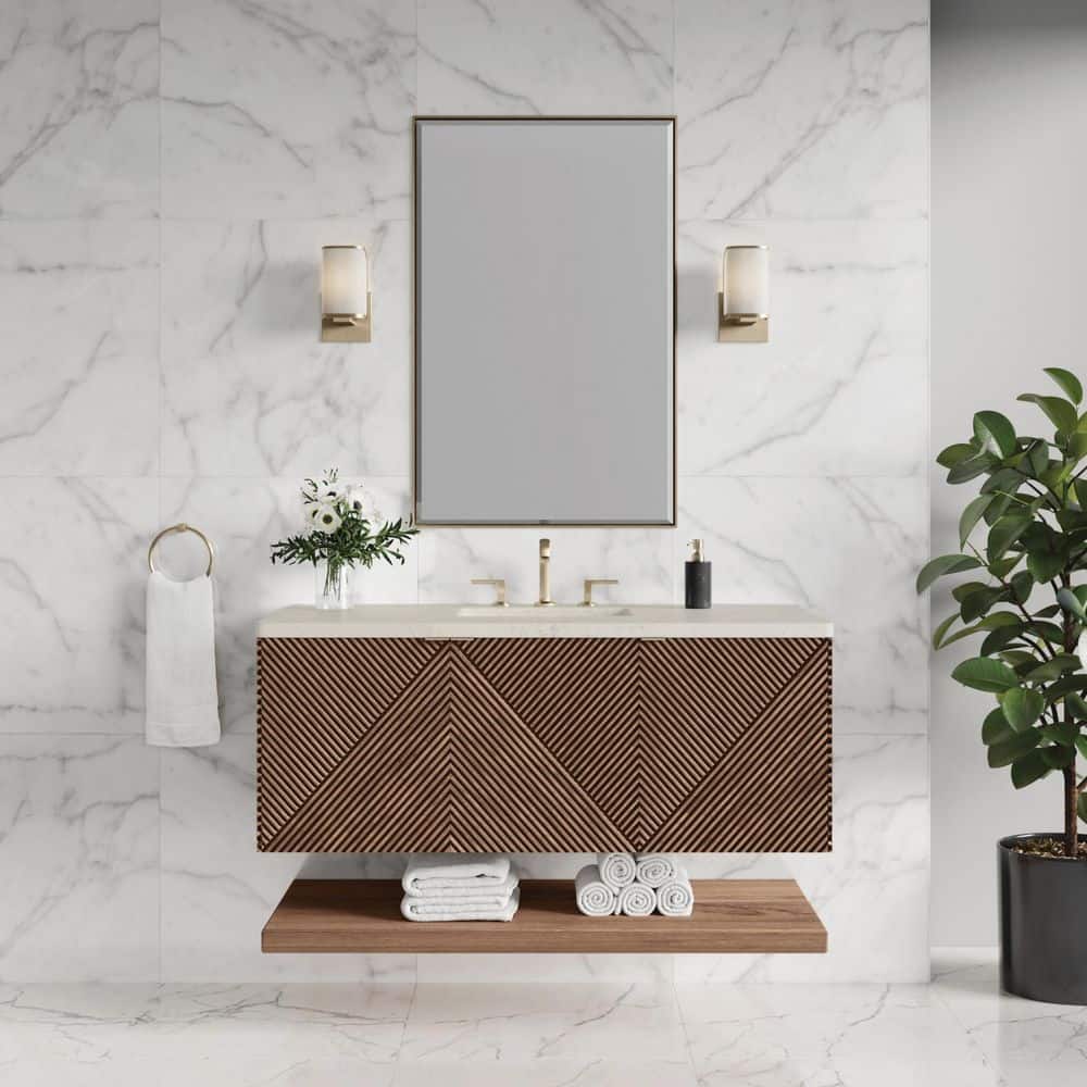 Marcello 48.0 in. Single Bath Vanity in Chestnut with Siberian Wireless Charging Quartz Top price history on PriceWatchPro