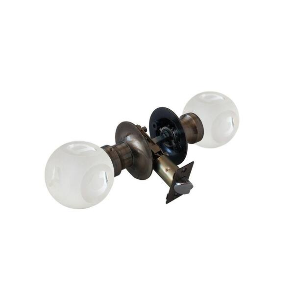 Krystal Touch of NY Abc Frosted Crystal Antique Brass Passive Door Knob with LED Mixing Lighting Touch Activated