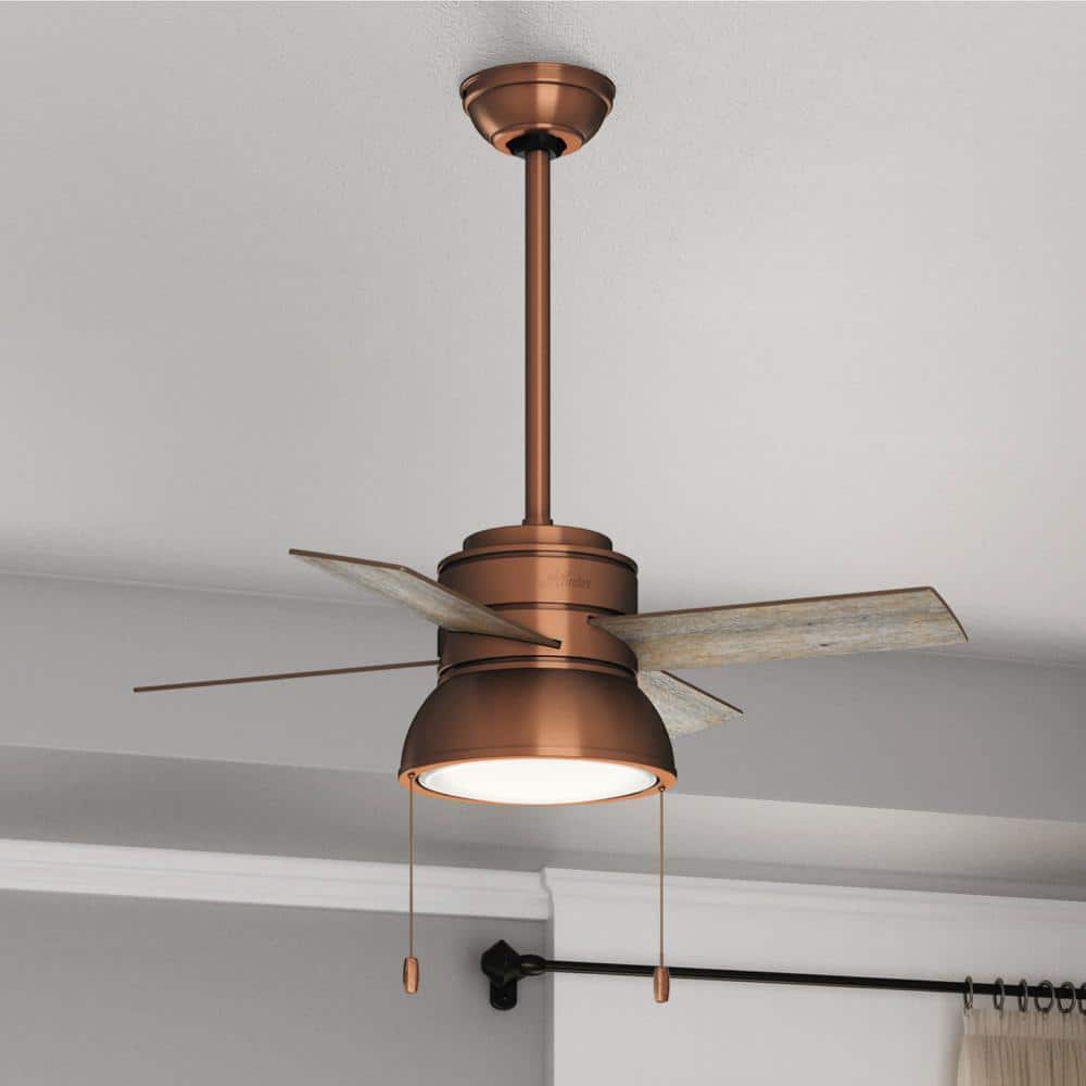 Hunter Loki 36 in. LED Indoor Weathered Copper Ceiling Fan with