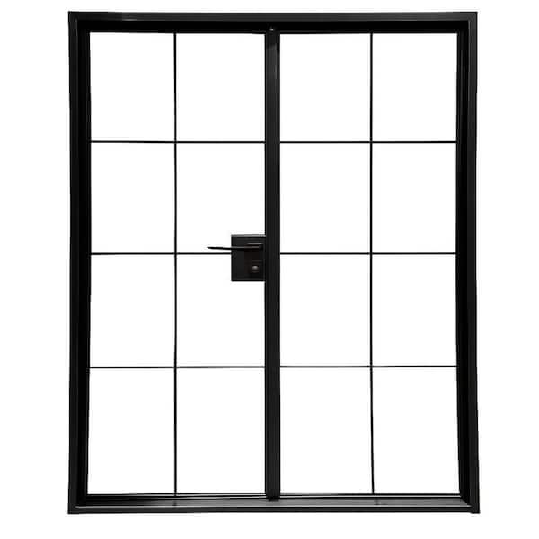 TEZA DOORS Teza 28 Series 73 in. x 80 in. Left Hand Matte Black Aluminum Prehung Interior Door with Hardware