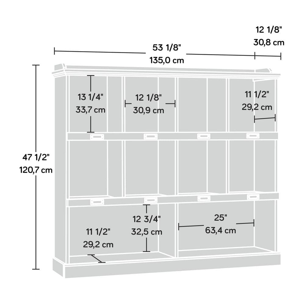 Iron Oak Finish Adjustable Bookcase with Cubbyhole Storage