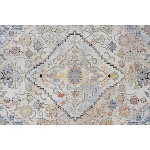Blue and Gray Floral 7 ft. x 10 ft. Area Rug
