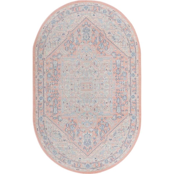 Unique Loom Whitney Milano Powder Pink 5 ft. 3 in. x 8 ft. Area Rug