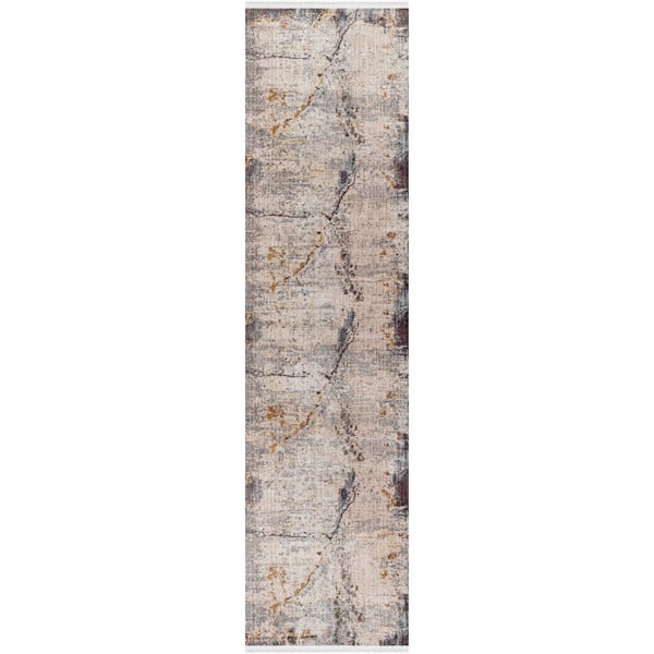 Aida Gray Modern Abstract 2 ft. 7 in. x 9 ft. Area Rug