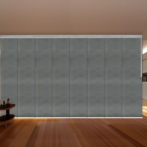 EMOH Metallic 130 in. - 175 in. W x 94 in. L Adjustable 8- Panel White Double Rail Panel Track with 23.5 in. Slates