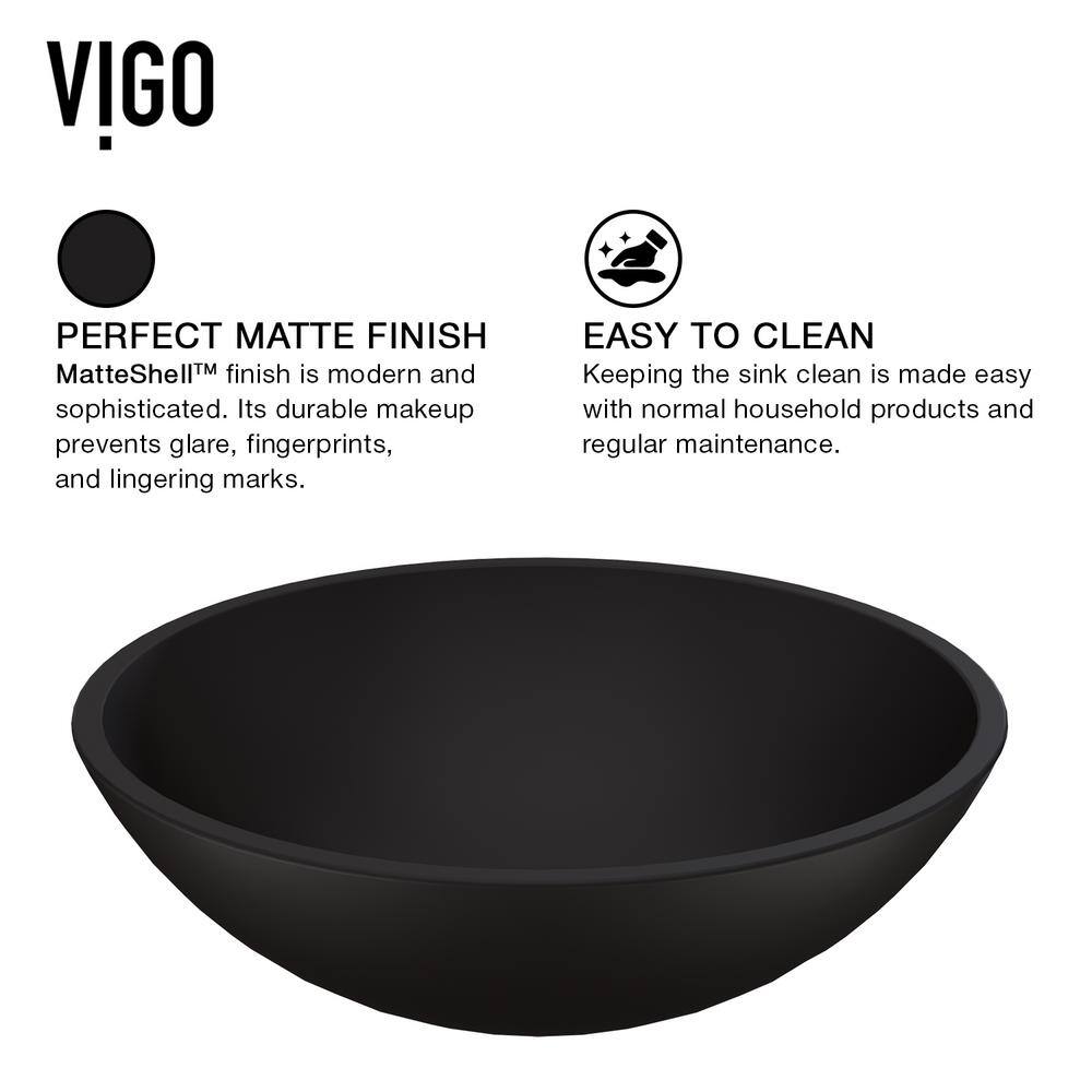 Cavalli Matte Black Glass Round Vessel Sink
