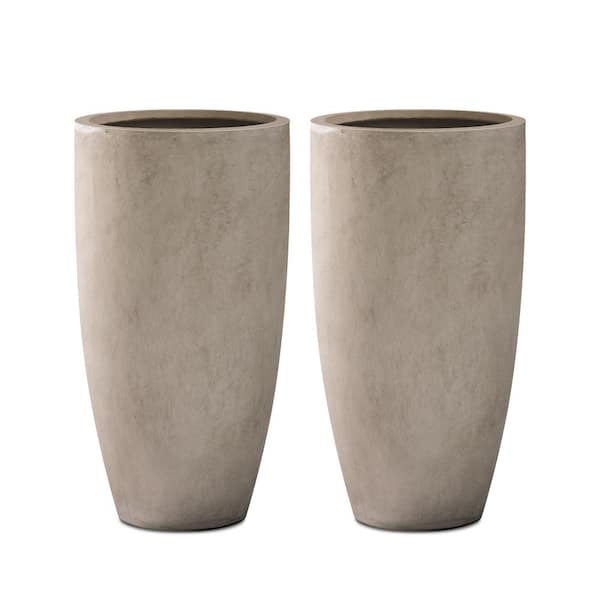 PLANTARA 24 in. H Tall Concrete Planter (Set of 2), Large Outdoor