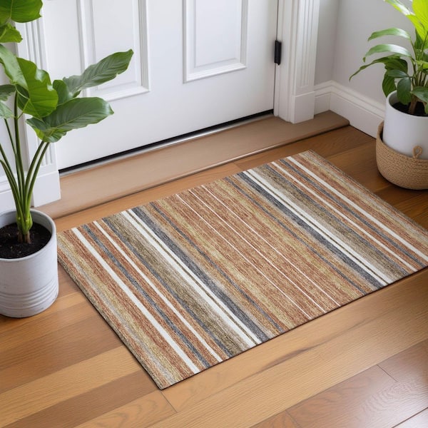 Chantille Machine Washable Indoor/Outdoor Abstract ACN2330 Paprika 2 ft. x 3 ft. Accent Rug