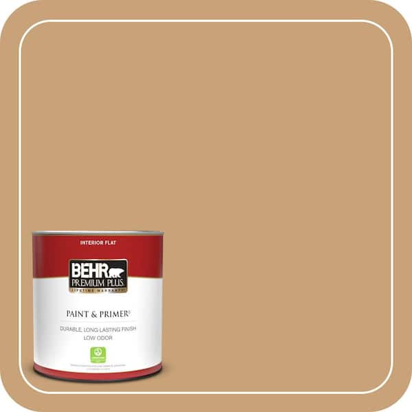 BEHR PREMIUM PLUS 1 qt. #BXC-70 Fresh Sawdust Flat Low Odor Interior Paint & Primer