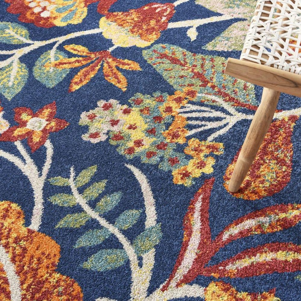 8' X 10' Navy Blue Floral Power Loom Area Rug price history on PriceWatchPro