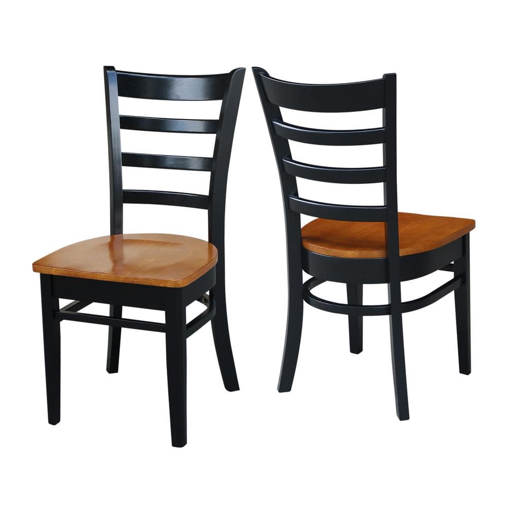 Black and Cherry Ladderback Wood Side Chair Set