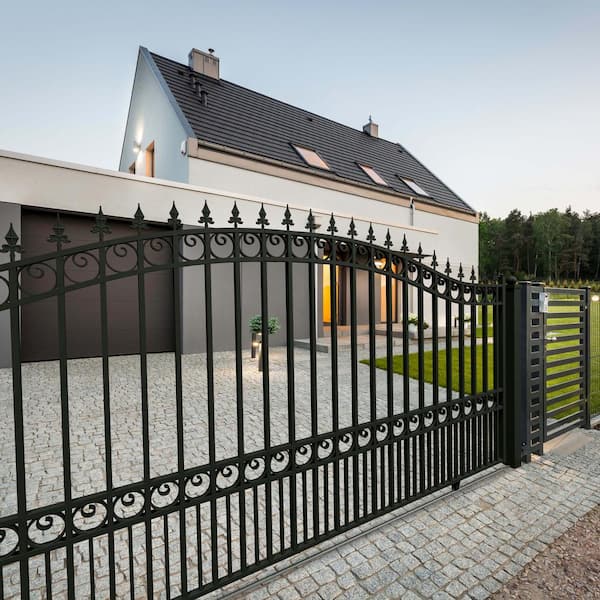 ALEKO London Style 18 ft. x 6 ft. Black Steel Single Swing Driveway Fence Gate