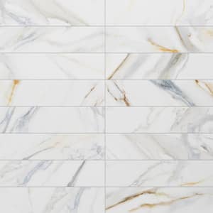 Elegance Gold Blue Subway 3.15 in. x 12.99 in. Matte Porcelain Marble look Floor and Wall Tile (9.04 sq. ft./Case)