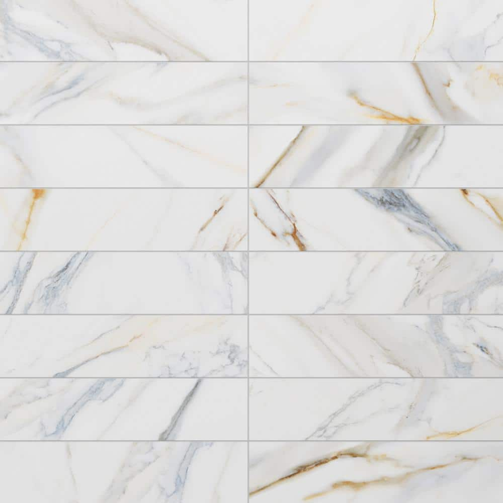 Elegance Gold Blue Subway 12.99 in. x 3.15 in. Matte Porcelain Tile Sample -  MOLOVO