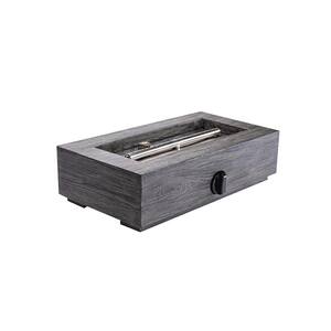 17.1 in. x 6.6 in. Rectangular Cement Gas Fire Pit Faux Wood Tabletop