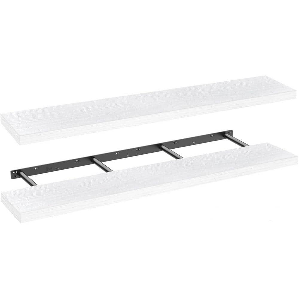 55.1 in. W x 9.3 in. D White Decorative Wall Shelf, Long Wall Shelf