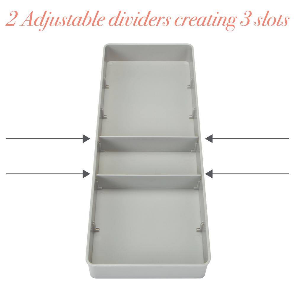 Gray Adjustable Plastic Kitchen Drawer Organizer Tray