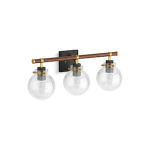 Holt 3-Light Matte Black with Brushed Moderne Brass Wall Sconce