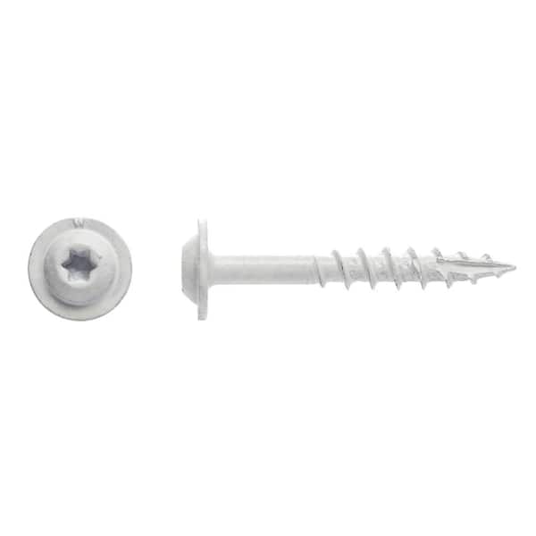 BIG TIMBER #7 x 1-1/4 in. White Garage Door Weather Strip Star Drive Round Washer Head Screw (1114-Pack)