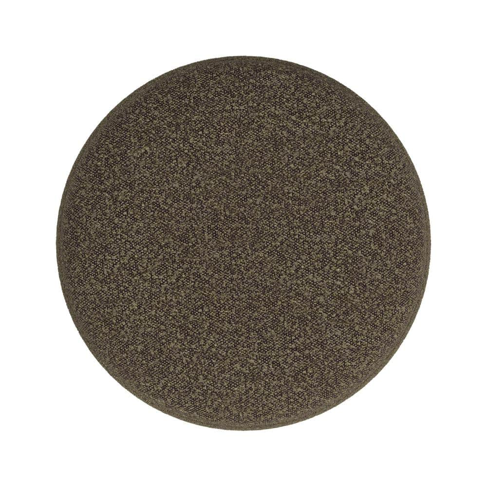 Dark Brown Boucle Round Accent Ottoman