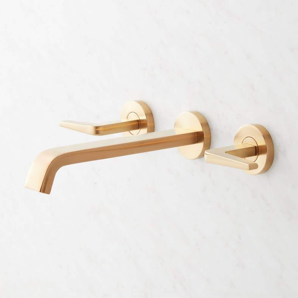 Brushed Gold Modern Wall Mounted Bathtub Faucet
