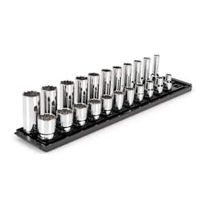 1/2 in. Drive 12-Point Socket Set with Rails (3/8 in.-1 in.) (22-Piece)