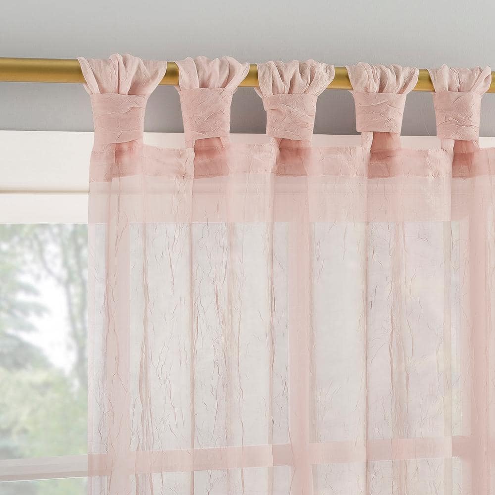 Blush Sheer Polyester Tab Top Window Panel, 51" x 63"