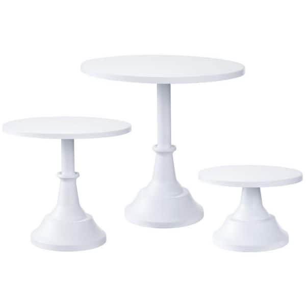 3-Piece White Metallic Metal Cake Stand Set 8/10/12 in. for Wedding Birthday Party Baby Shower Dessert Display