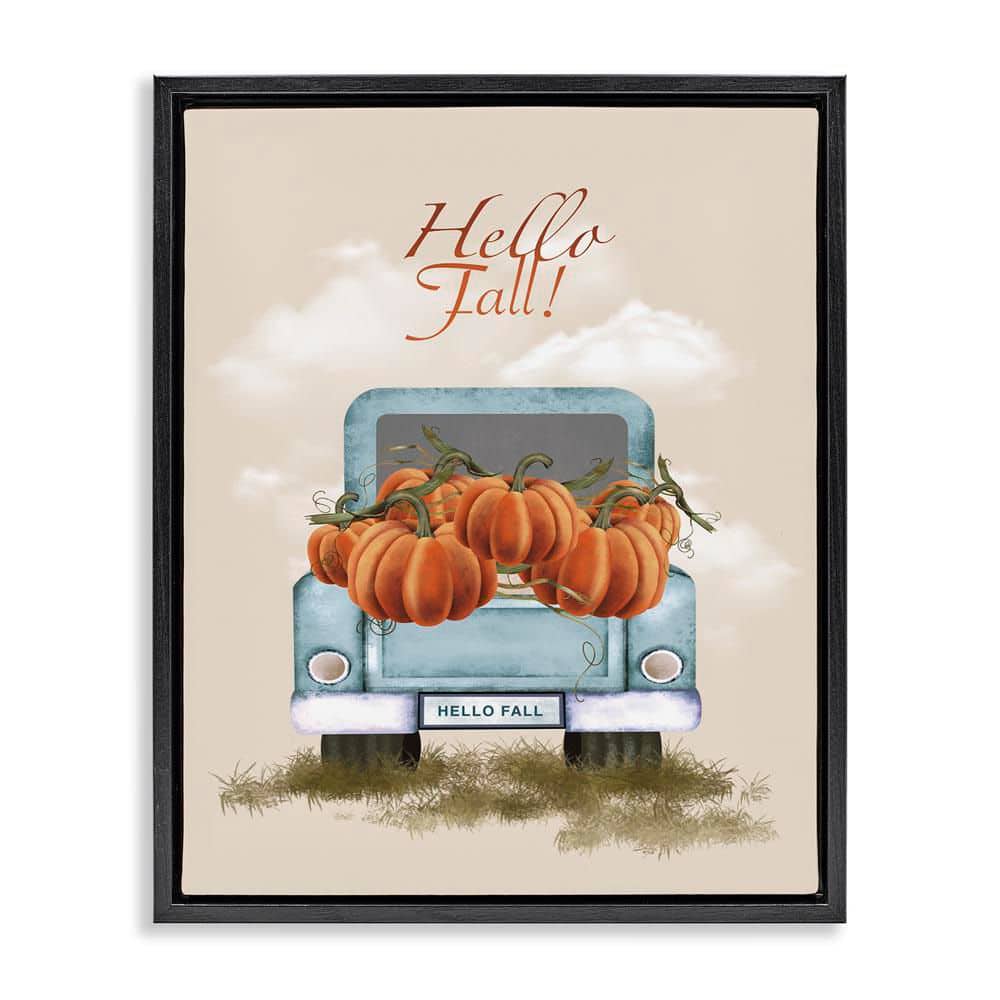 UPC 197081871787 product image for Hello Fall Autumn Pumpkins by Andrea Jasid Grassi Black Floater Frame Graphic Ty | upcitemdb.com