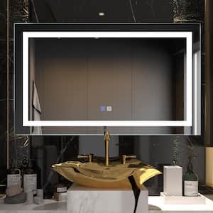 40 in. W x 24 in. H Medium Rectangular Frameless Anti-Fog LED Light Wall Bathroom Vanity Mirror in Polished Crystal
